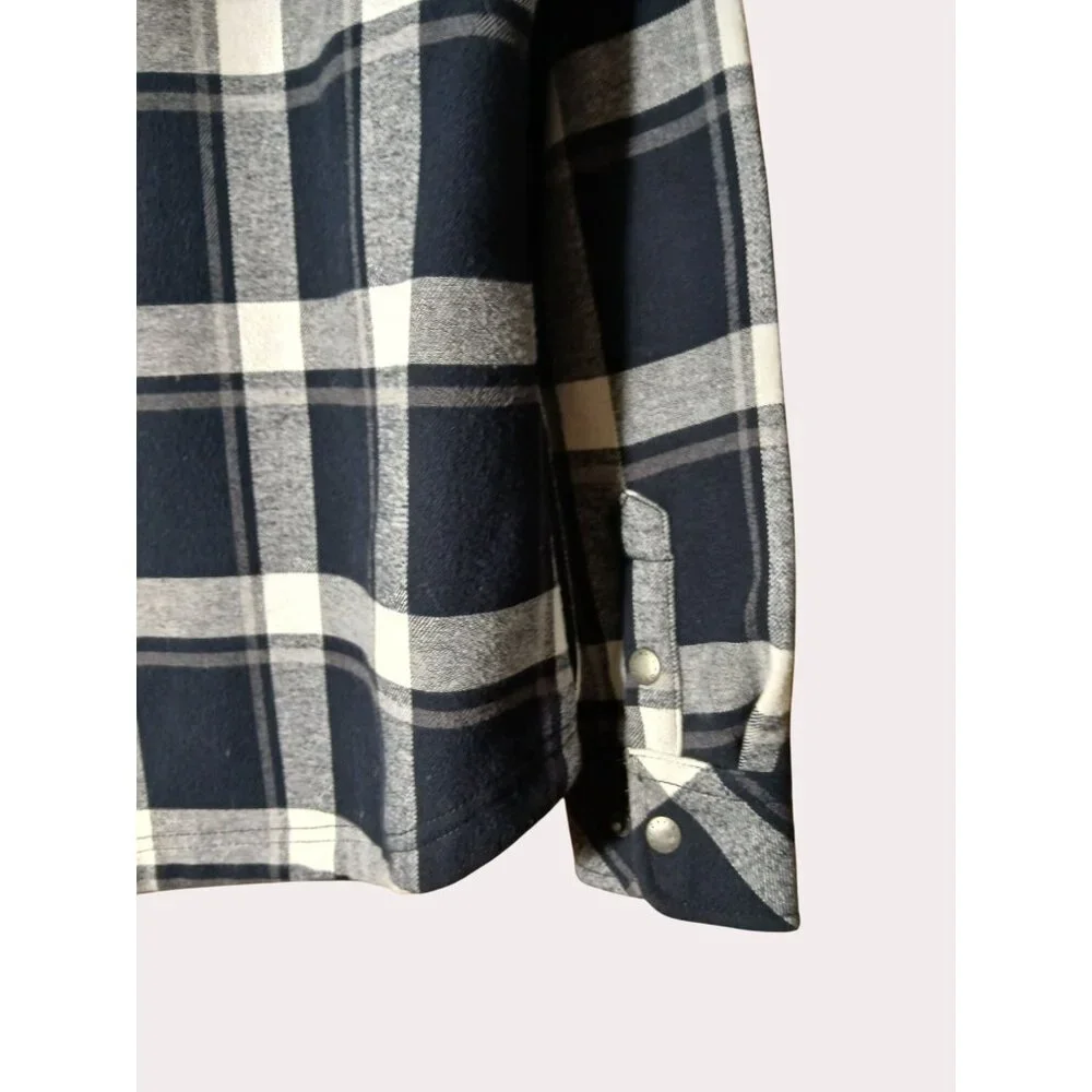 Orvis Womens Plaid Flannel Shirt Jacket Black Gray Snap Button Front S Pockets - Picture 5 of 16
